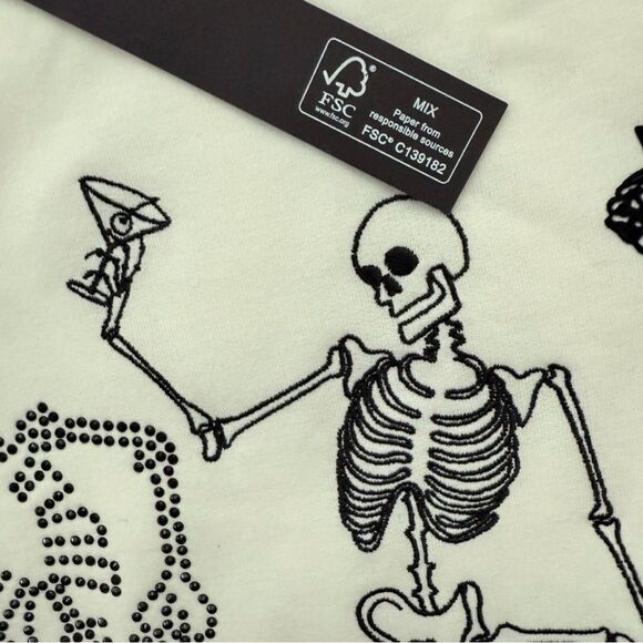 White Sweatshirt Dancing Skeletons Halloween Jane & Delancey Skeleton Party - Picture 4 of 9